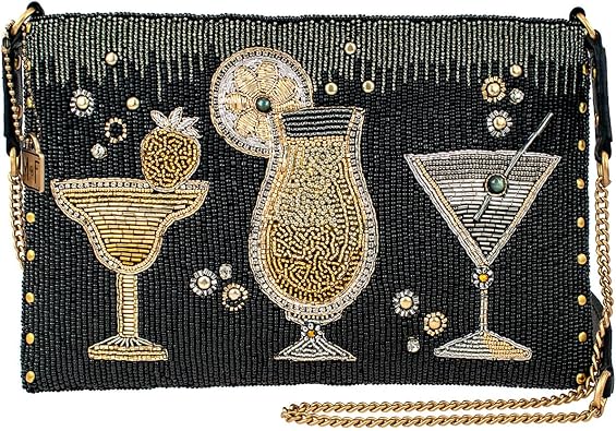 Mary Frances Another Round Crossbody Clutch Cocktails Handbag, Black