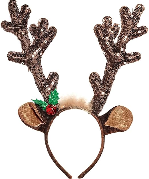 Sparkling Brown Sequined Antler Headband - 15