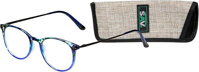 2307 Round Reading Glasses, Blue Demi, 2.5