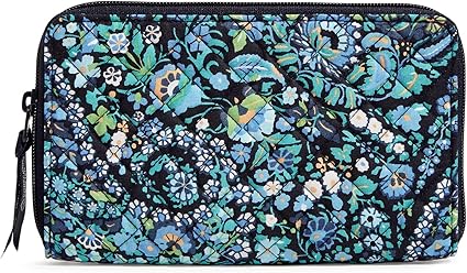 Vera Bradley Women's Cotton Deluxe Travel Wallet With RFID Protection, Dreamer Paisley - Recycled Cotton, One Size