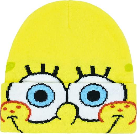 Concept One Spongebob Squarepants Beanie Hat, Peruvian Winter Knit Cap with Braided Tassels