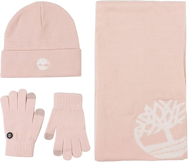 Timberland Womens Double Layer Scarf, Cuffed Beanie & Magic Glove Gift Set