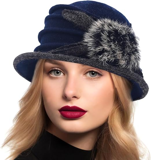 Women Vintage Felt Bucket Hat Winter Wool Dress Beret Hat