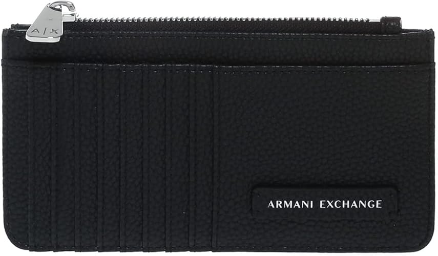 AX Armani Exchange womens Card Holder Wallet, Black, One Size US