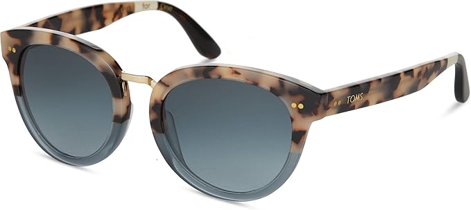 TOMS Women's Yvette Round Sunglasses, Cream Tortoise Teal Fade, 52-20-145