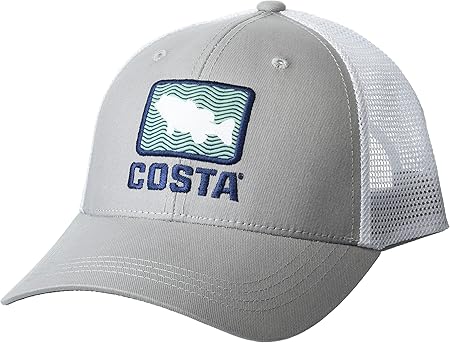 Costa Del Mar Bass Waves Trucker Cap, Grey, One Size US