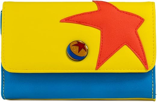 Buckle Down Disney Wallet, Foldover, Pixar Luxo Ball Bounding Yellow Red Blue, Vegan Leather, 6.5