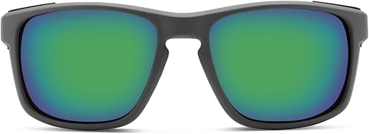 Pepper's Floating Collection Polarized Oval Sunglasses, Matte Grey/Emerald Green Mirror, 55X19X130MM