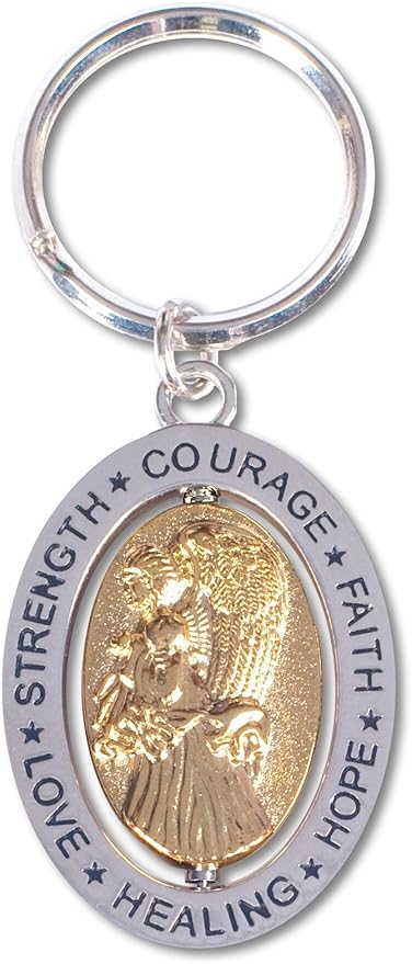 AngelStar Hope/Courage/Strength/Love/Healing/Faith Angel Key Chain, Silver, 1.75