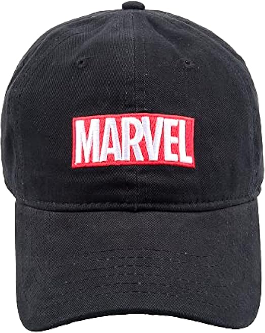 Marvel Logo Cotton Adjustable Dad Hat, Black, One Size