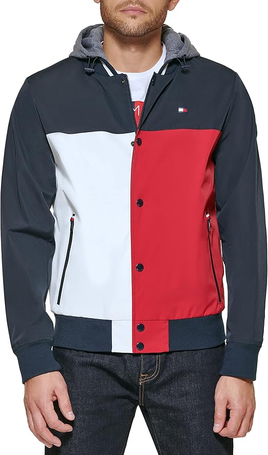 Tommy Hilfiger Men's Fashion Bomber With Attached Jersey Hood