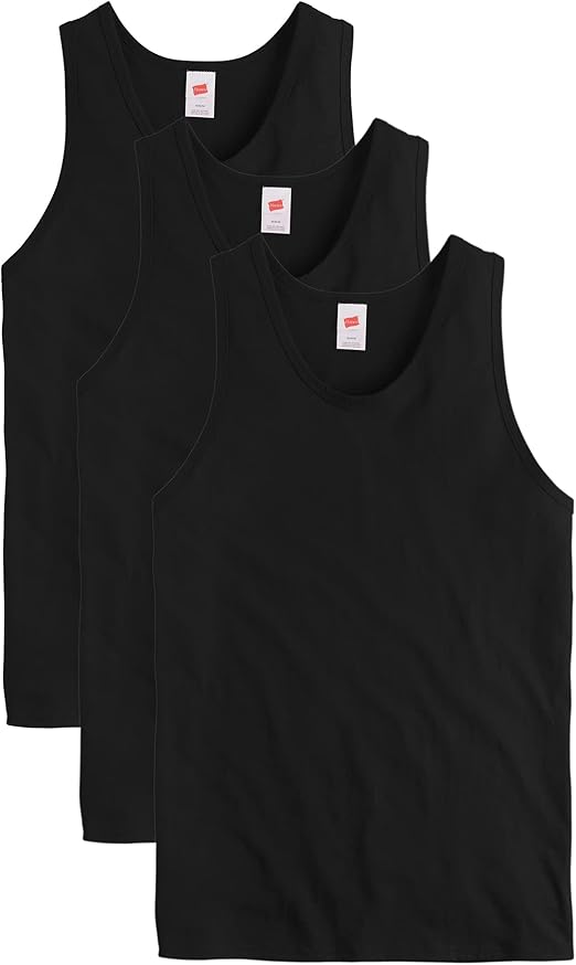 Hanes Men's Essentials Top Pack, Midweight Cotton Tanks, Sleeveless Shirts, 3-Pack