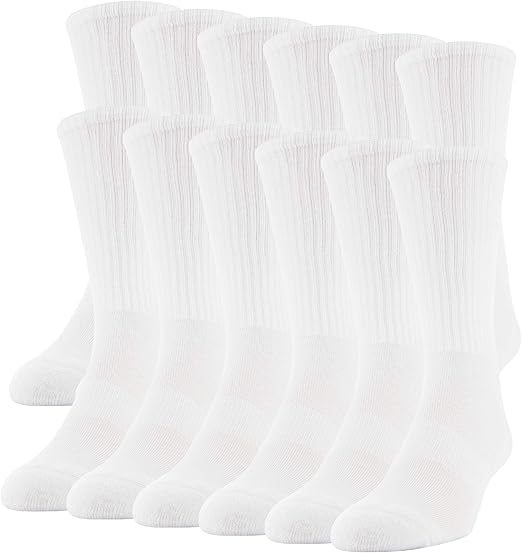 Gildan Mens Performance Crew Socks, 12 Pairs