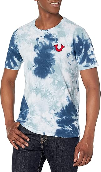 True Religion Men's Buddha Logo Crew Neck Tee, Ocean Waves, Medium