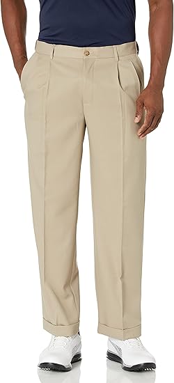 PGA TOUR Men's Double Pleated Expandable Waistband Pant