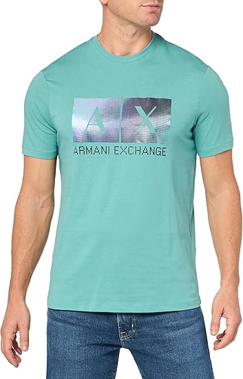 Armani Exchange Men's Regular Fit Cotton Gradiant Box Logo Tee