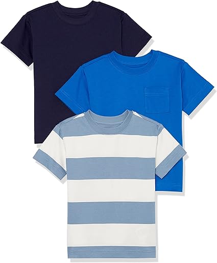 Amazon Essentials Unisex Kids and Toddlers' Modern Short-Sleeve T-Shirt, Pack of 3