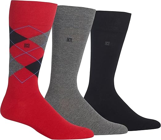 Chaps Men's Soft Argyle Dress Crew Socks-3 Pair Pack-Reinforced Heel and Toe