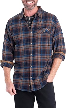 Legendary Whitetails Men's Buck Camp Flannel, Long Sleeve Plaid Button Down Casual Shirt, Corduroy Cuffs