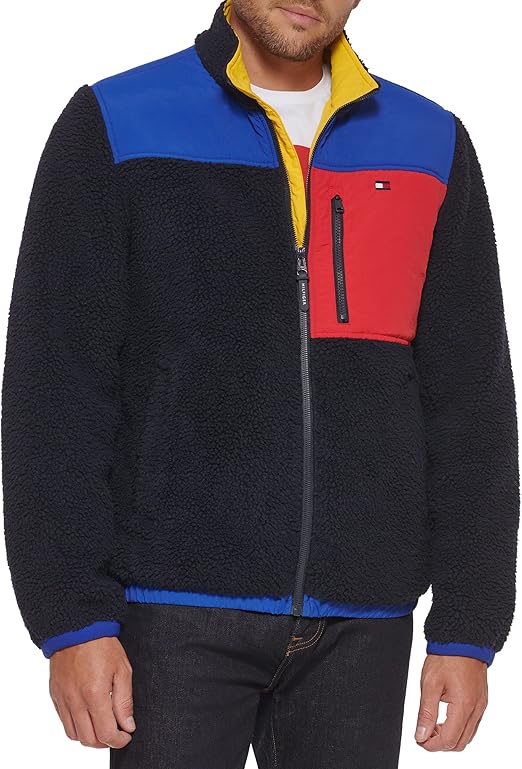 Tommy Hilfiger Men's Contrast Sherpa Stand Collar Jacket