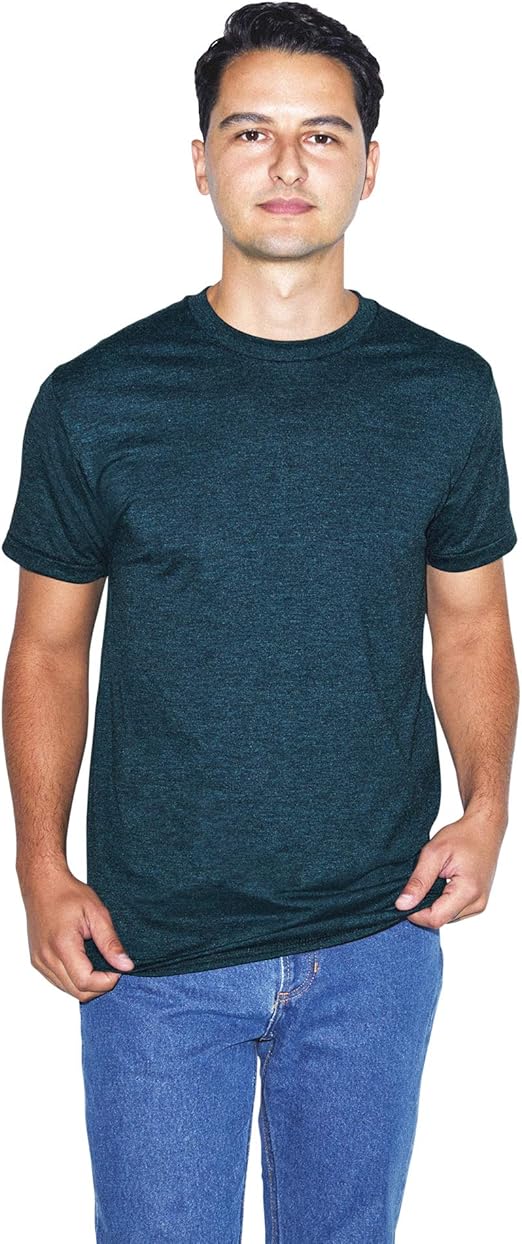 American Apparel unisex adult 50/50 Crewneck Short Sleeve T-shirt, 2-pack T Shirt, Black Aqua, Small US