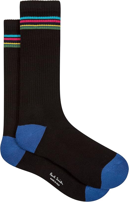 PS Paul Smith MEN SOCK SPORT STRIPE, Black Melange, One Size