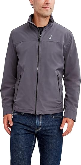 Nautica Men's Lightweight Windbreaker Stretch Athletic Outdoor Full Zip Bomber Golf Jacket