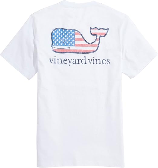 vineyard vines Men's Flag Whale Short Sleeve Pocket Tee