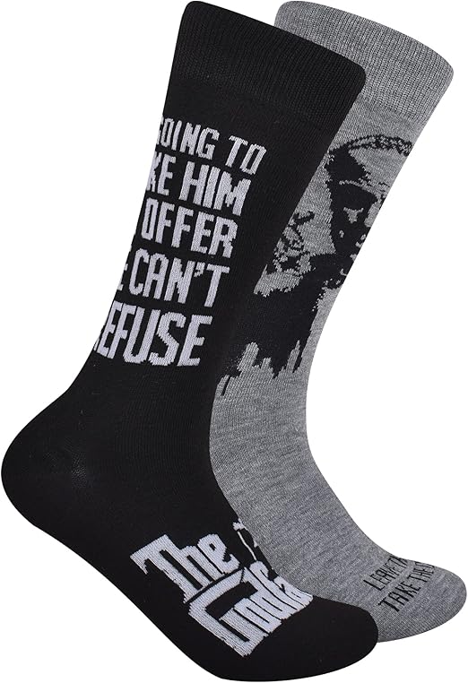 The Godfather Men's 2-Pack Crew Socks, Black, 10/13