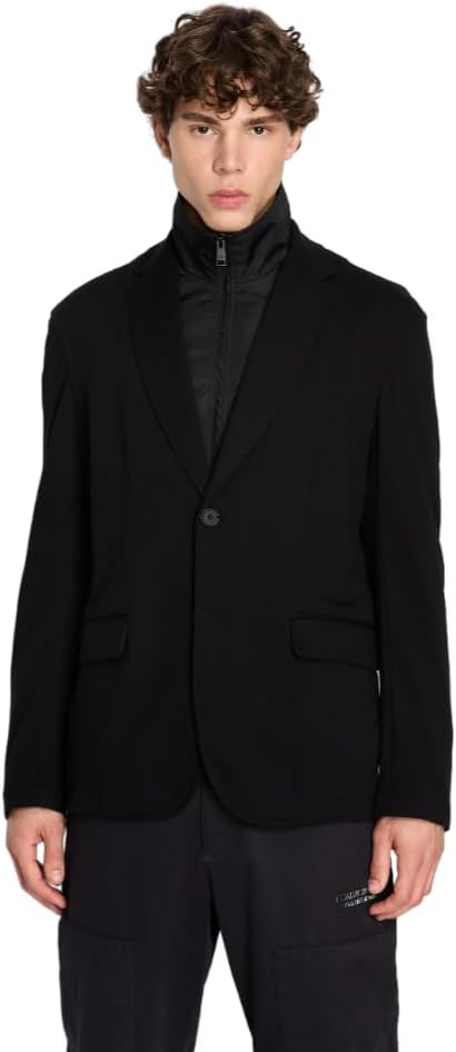 Armani Exchange Men's Limited Edition We Beat as One Strech Nylon Blazer with Bib Attached