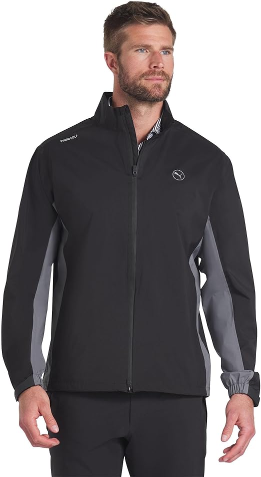 Puma Golf Men's DRYLBL RAIN Jacket, Puma Black-Slate Sky