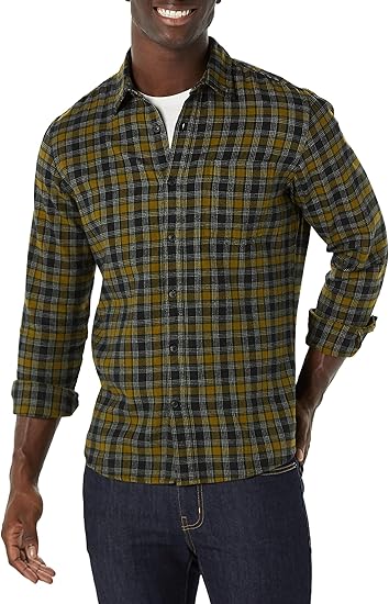 Amazon Essentials Men's Slim-Fit Long-Sleeve Plaid Flannel Shirt (Limited Edition Discontinued Colors