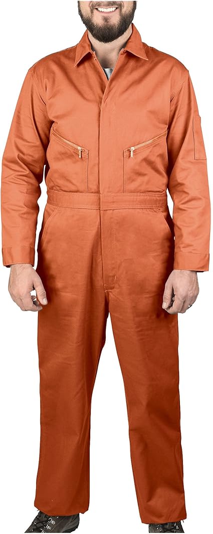 Walls Men's Work Poplin Coveralls Orange Short 52