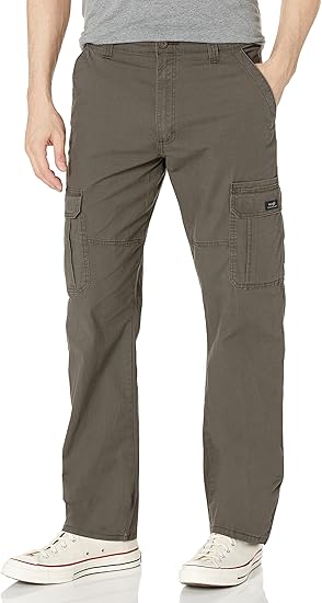 Wrangler Authentics Men's Relaxed Fit Stretch Cargo Pant, Olive Drab, 33W x 30L