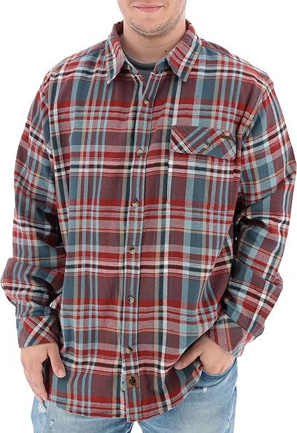 Legendary Whitetails Men's Buck Camp Flannel, Long Sleeve Plaid Button Down Casual Shirt, Corduroy Cuffs