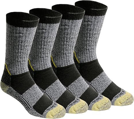 Dickies Men's Kevlar Reinforced Steel Toe Crew Socks, Available in L-XL (2, 4 Pairs)