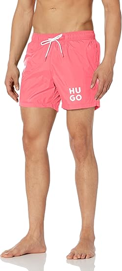 HUGO Men's Standard Stacked Logo Swim Trunk