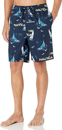 Nautica Men's Soft Woven 100% Cotton Elastic Waistband Sleep Pajama Short