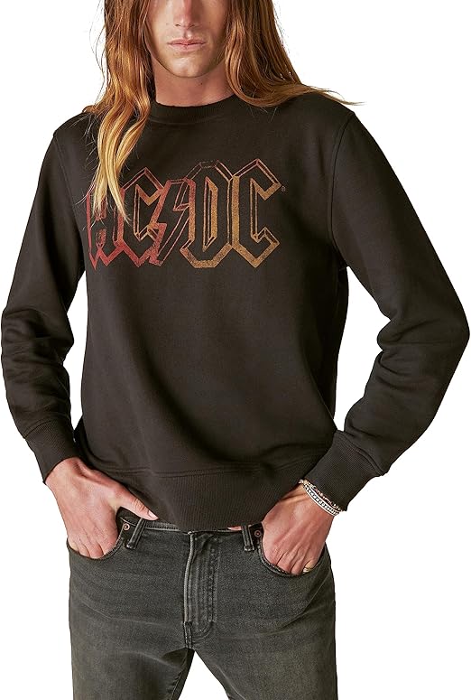 Lucky Brand Mens Ac/Dc Graphic Oversized Crewneck Tshirt