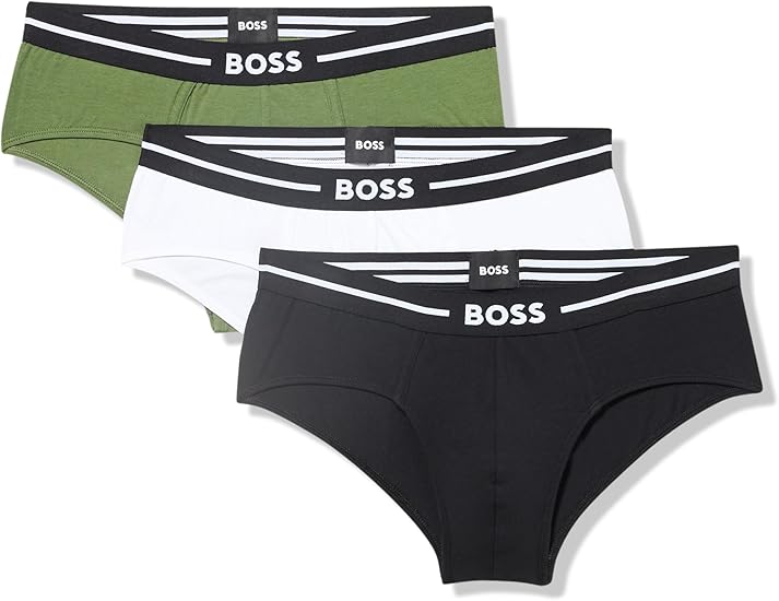 BOSS Men's 3-Pack Bold Logo Hipster Briefs