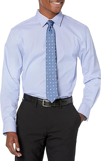 Nick Graham Long Sleeve Diamond Cobalt Dress Shirt for Men, Wrinkle Free Men’s Dress Shirt with Performance Fabric