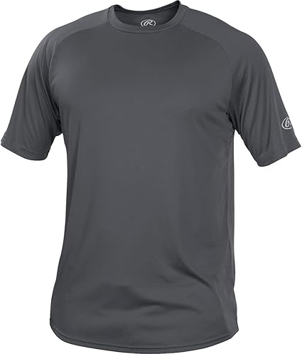 Rawlings Mens Crew Neck Short Sleeve T-Shirt Dark., Graphite, Adult 3X-Large