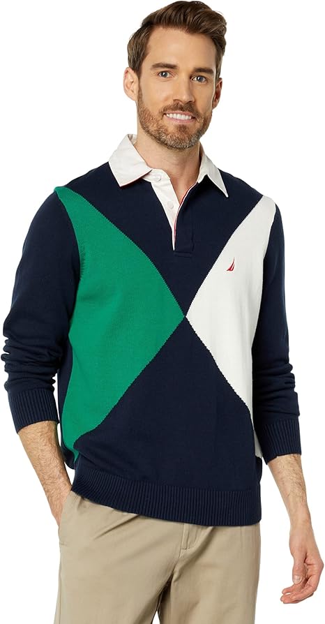 Nautica Men's Colorblock Rugby Sweater