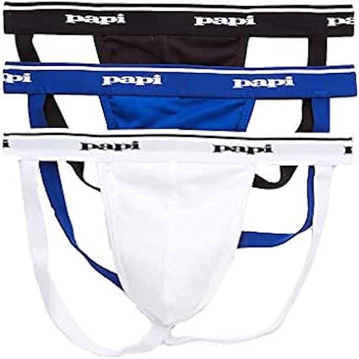 papi Men's 3-Pack Jockstrap, Athletic Supporter, Breathable Male Workout Underwear