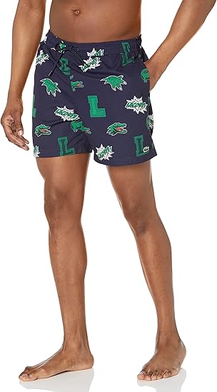 Lacoste Men's Standard Swimsuit All Over Print Swim Trunks