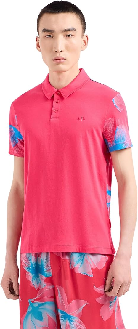 Armani Exchange Men's Regular Fit Cotton Floral Polo