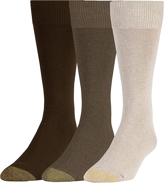 GOLDTOE Men's Micro Flat Knit Crew Socks, 3-Pairs