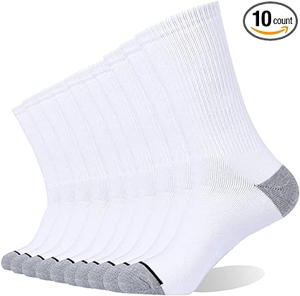 EnerWear 10P Pack Unisex Cotton Moisture Wicking Cushion Crew Socks