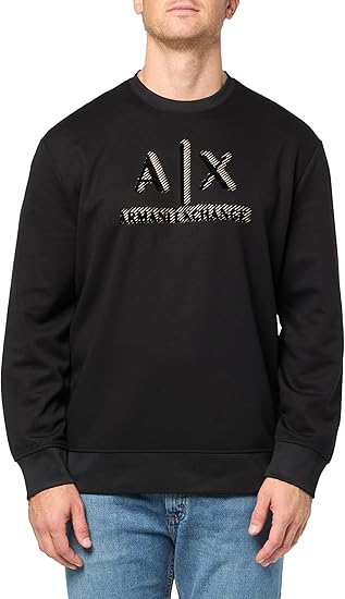 Armani Exchange Men's Gold Ax Logo Pullover Crewneck Sweatshirt