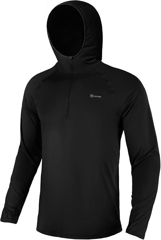 Men's 1/4 Zip Long Sleeve Fishing Swim Rash Guard Hoodie